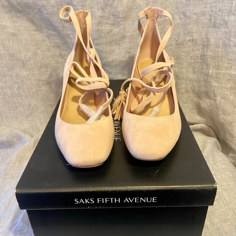 Saks Fifth Avenue Blush Rose Suede Heels Size 6.5